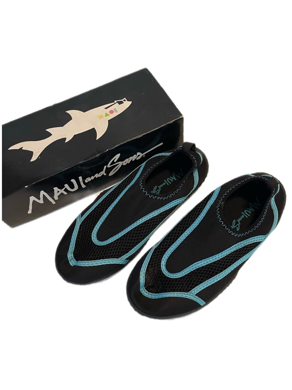 Maui and Sons Black Turquoise Water Shoes Womens Size 7 Beach River Protection